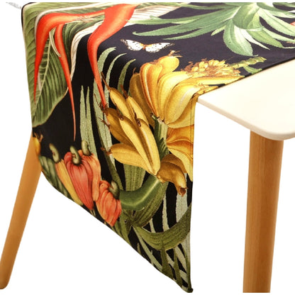 100% Cotton Tropicana Black Table Runner