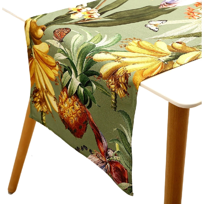 100% Cotton Tropicana Black Table Runner